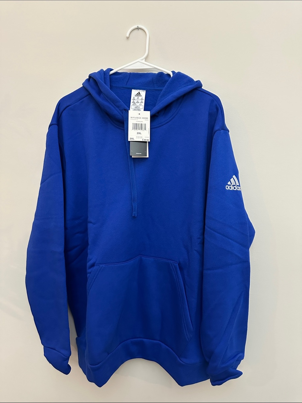 adidas Royal Blue Fleece Hooded Sweatshirt